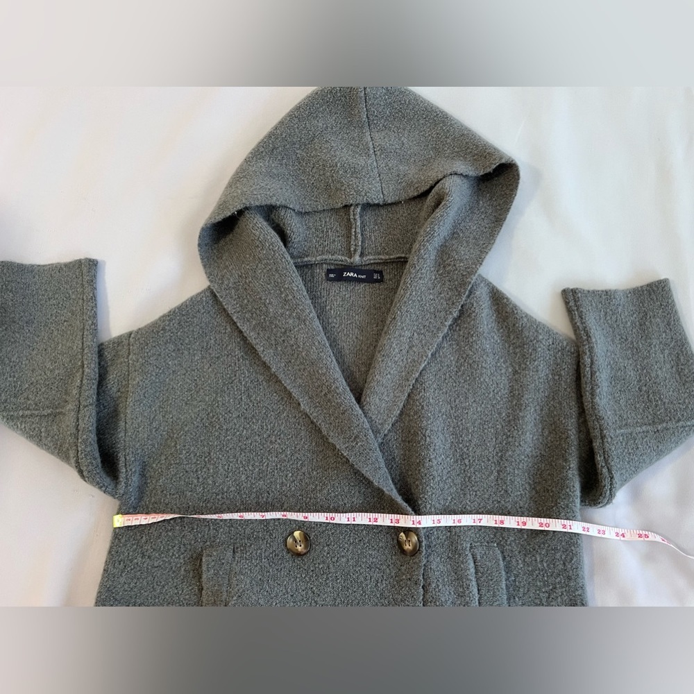 ZARA Women’s Size Medium knit ‎ Button Front cardigan  Coat Gray - Picture 3 of 8